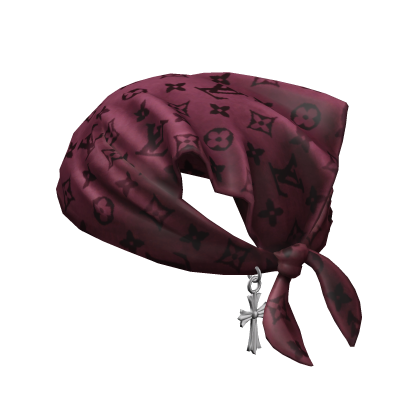 Tied LV Bandana Hat with Cross Chain