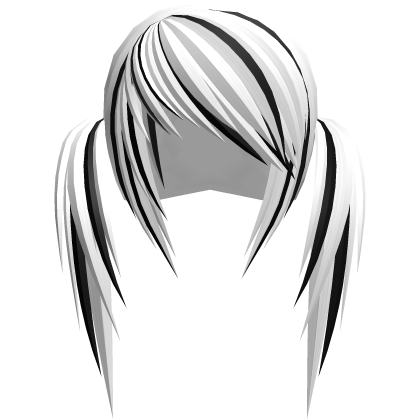 white highlights scene emo long choppy pigtails Roblox item