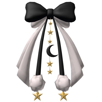 Cute Preppy Bow Moon Charm Ribbon Hair Black White Roblox item
