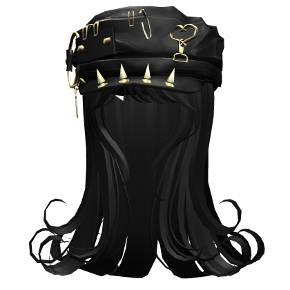 Black Emo Vamp Hair w/ Emo Beret Cap Roblox item