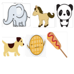 Elephants, Dogs, Horses, Pandas, Waffles,and Corn