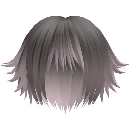 cute messy anime short hair in grey to pink Roblox item