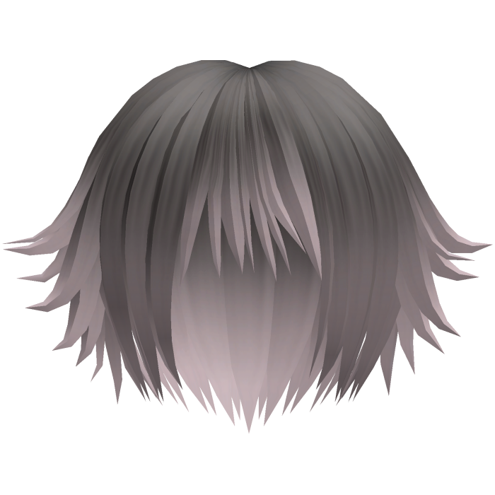 cute messy anime short hair in grey to pink