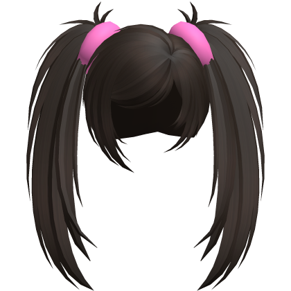 dark brown thick messy scene tied pigtails Roblox item