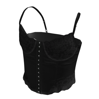 Black Goth Lace-Up Corset Top Chibi - Roblox