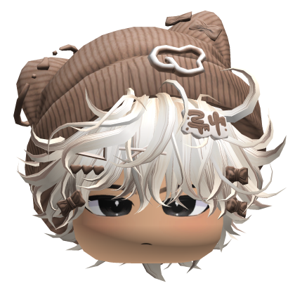 Messy Anime Hair w/ Cat Beanie (Beige&Brown) Roblox item