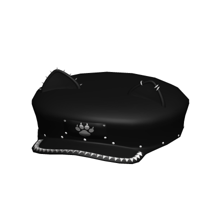 emo studded pierced kitty beret in black Roblox item
