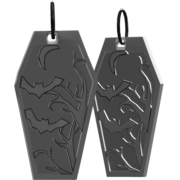 white haunt coffin earrings