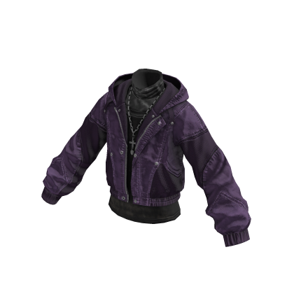 Y2K Layered Biker Hoodie Jacket (Purple) thumbnail
