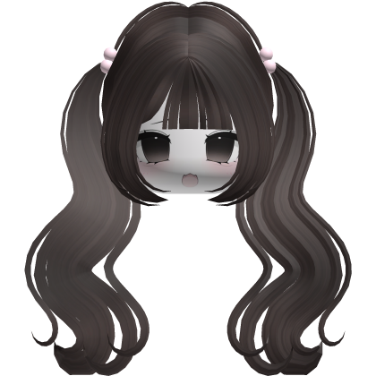  ♡ Kawaii pigtails hair brown + moe chibi face