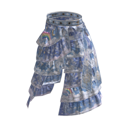 Blue Y2K Dreamy Sky Rainbow Layered Pants [PBR]