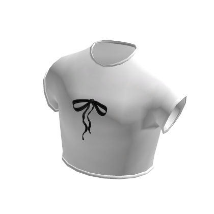 Cutesy Black Ribbon Bow White Baby Tee