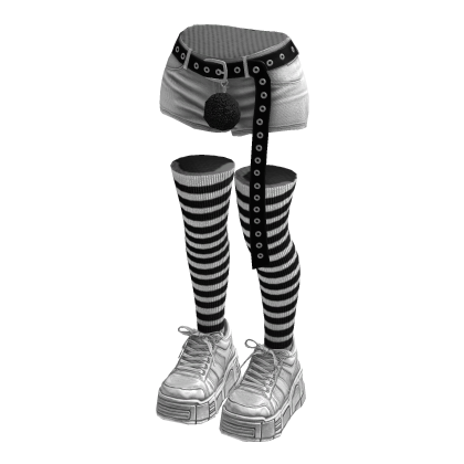 Stylish Shorts Hanging Belt (White Black)