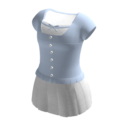 🍀Milkmaid Top w Mini Skirt (Blue)