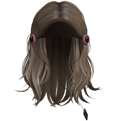 Brown long hair with headphone