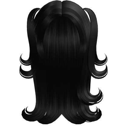 Long Laid Curly Half up Down Hair Black Roblox item