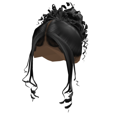 Lovely Curly Bun Black Sleek Hair [Tone 4] Roblox item