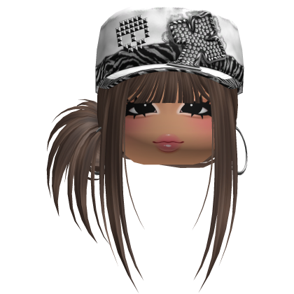 Gyaru Side Bun Hair w/ Zebra Cap & Earrings
