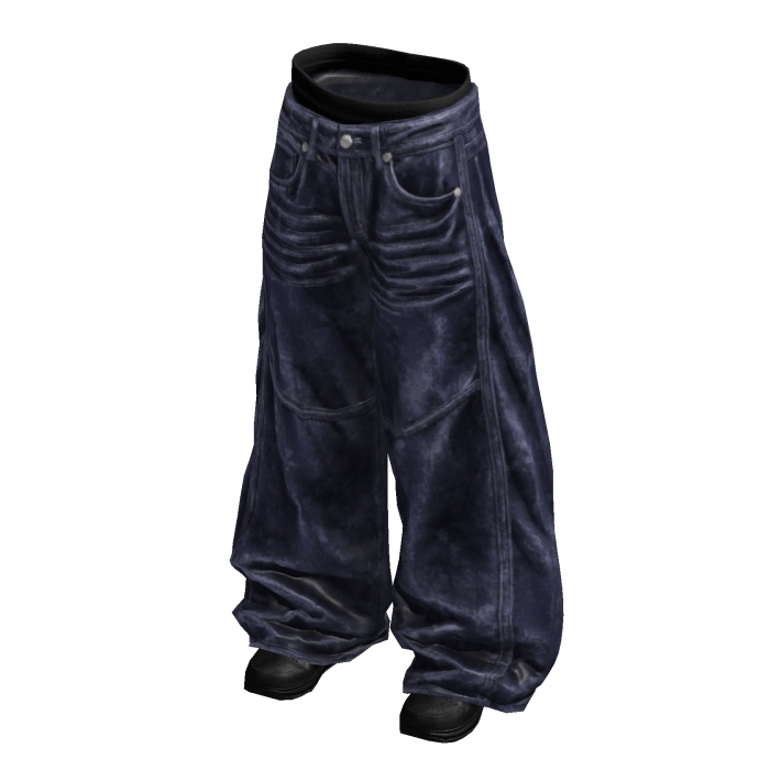 Blue Baggy Y2K Distressed Denim