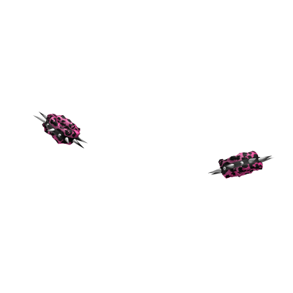 Scene Spiked Y2K Leopard Fur Cuffs in Pink thumbnail