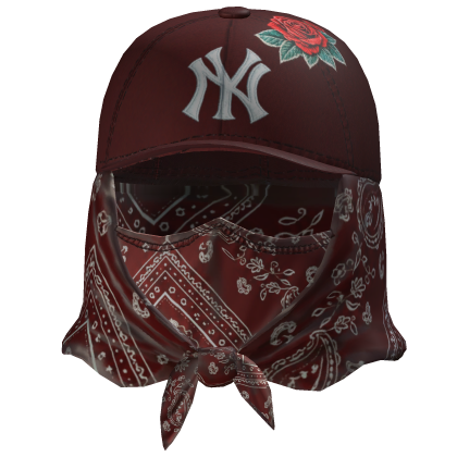 Burgundy Bandana Mask w/ NY Fitted Roblox item