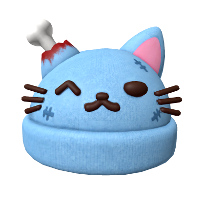 Pastel Blue Kawaii Zombie Cat Beanie
