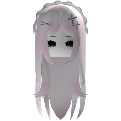 ♡ moe vkei girl hair w headress + mask (pink) Roblox item