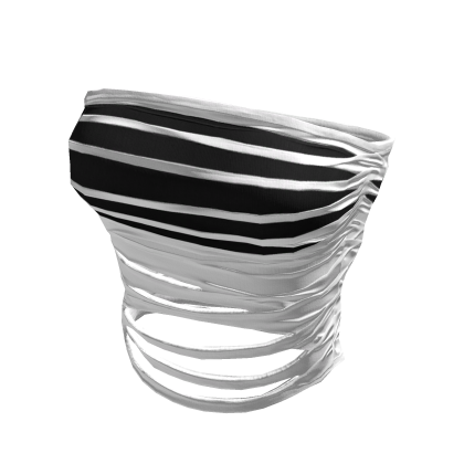 White & Black Ripped Cropped Tube Top