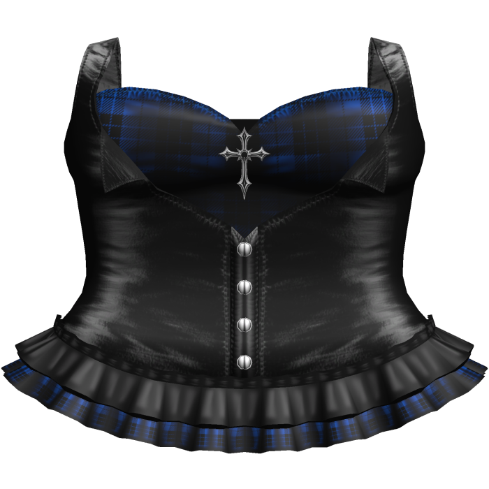 Emo Gothic Plaid Button Up Dress in Blue