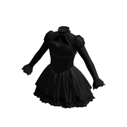 ♾️ Black ruffled goth corset dress thumbnail