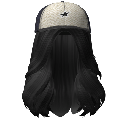 Soft Layered Waves Hair w/ Cap (Black) Roblox item