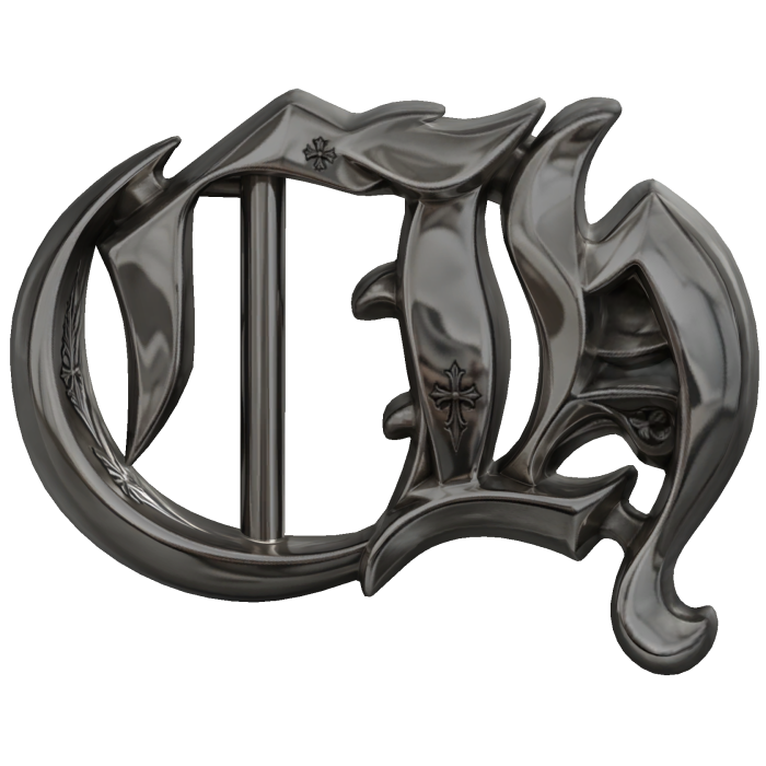 Silver Gothic Monogram Belt Buckle