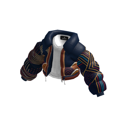 puffer navy royal tribal croptop