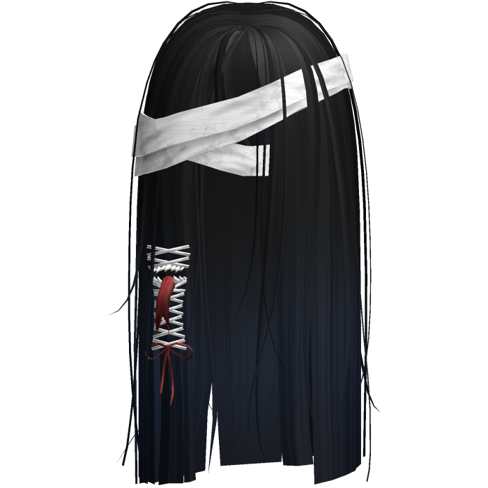 Creepy Black Blue Monster Hair w White Bandages