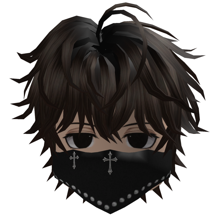 Messy Hair w/ Bandana & Glasses (Dark Brown)