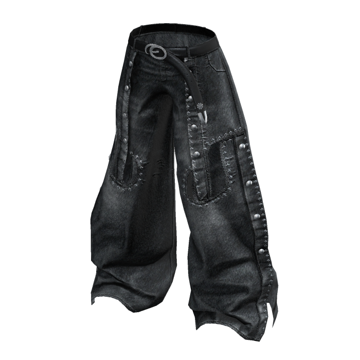 Studded Baggy Denim Pants (Black Denim)