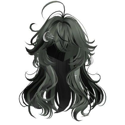Cute Anime Girl Hair w/ Moon Clips (Green&Black)