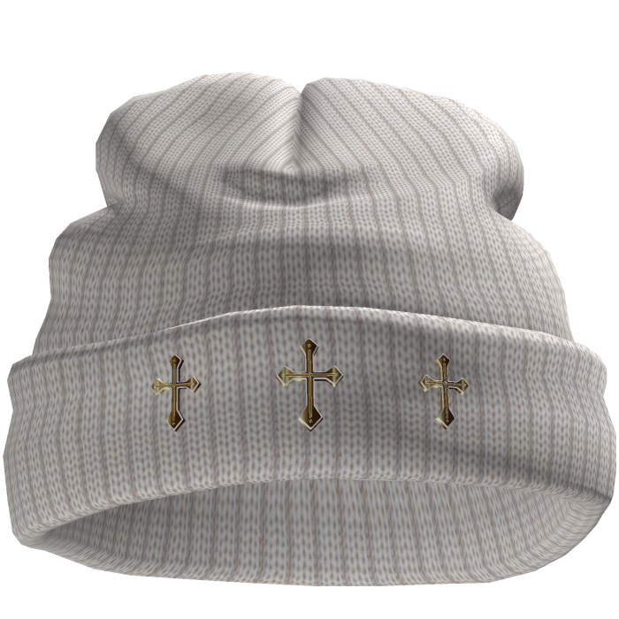 White Chrome Crosses Worn Beanie