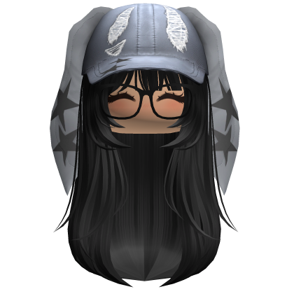 Bunny Hair W/ Blush Face & Glasses (Black)