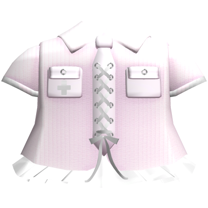Gothic emo school laced button dress in pink white Roblox item