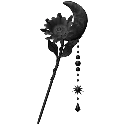 Flower & Moon Magical Staff In Black  Roblox item