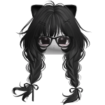 Emo Cute Moe Kitty Girl Braided Hair (Black)