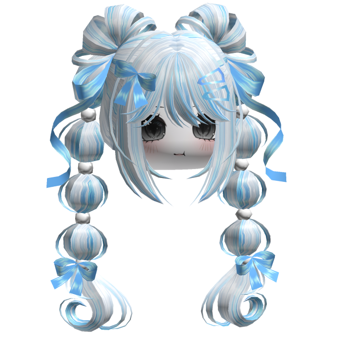 Kawaii Bow Bubble Braids Snow Leopard