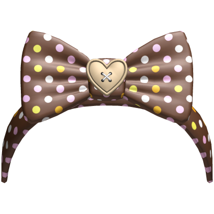 (9) Brown w Tan Polka Bow headband Roblox item