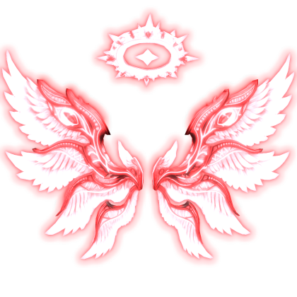 Glowing Angel Wings w/ Emissive Halo - Red