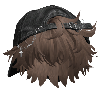 Brown Messy Anime Boy Hair w/ Y2K Distressed Hat Roblox item