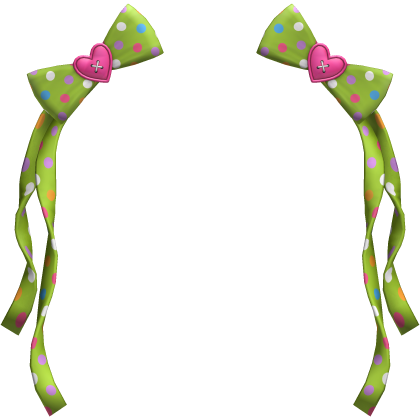 (23) Lime/Hot Pink Polka Bows w Ribbons Roblox item
