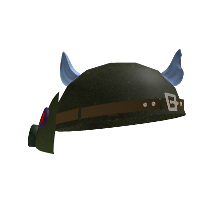 capacete militar com chifres azuis