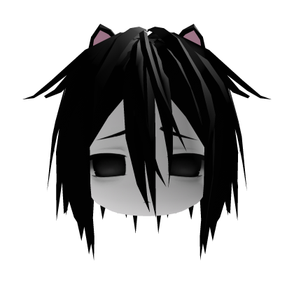 Vkei Moe CatBoy Face + Messy Black Hair