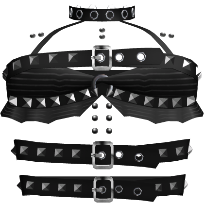 stripped emo black studded belt top w piercings thumbnail
